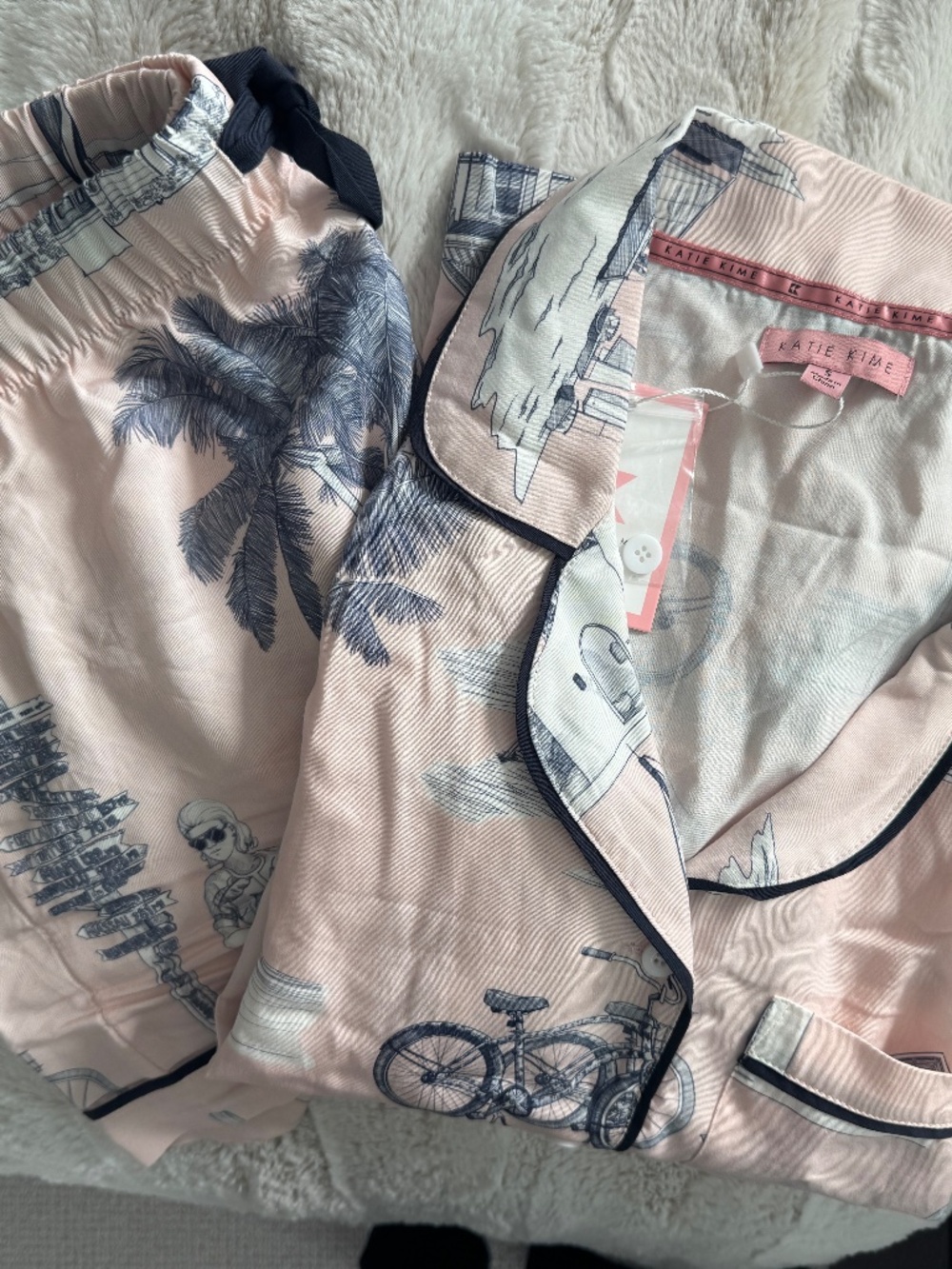 Katie Kime Florida Toile Pajama Short Set, Size Small, NWT